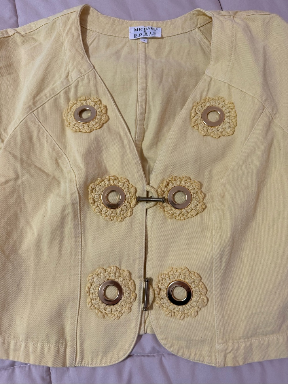 Michael & Boris Milano Italian Yellow Cropped Jacket - Picture 3 of 6
